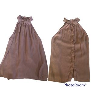 Nectar Clothing blush mauve sleeveless top smocked neck button back